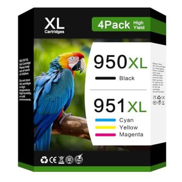 Imagem de Pacote combo de cartuchos de tinta 950XL 951XL compatível com HP 950 951 cartuchos de tinta funciona com HP OfficeJet Pro 8600 8610 8615 8620 8100 8630 8660 8640 276DW 251DW 4 pacotes preto ciano