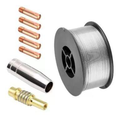 Imagem de Kit Mig 15ak - 1 Arame Solda Mig S/ Gás 0,8mm + 5 Bicos De Contato 0,8