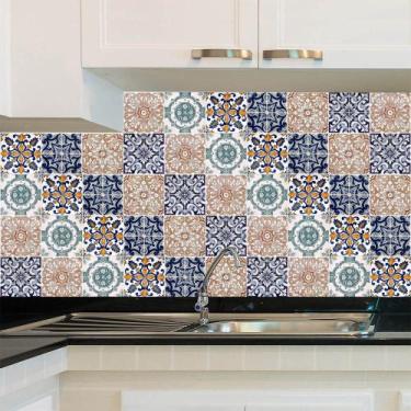 Imagem de Adesivo de Azulejo - Ladrilho Hidráulico - 20cm x 20cm - 24un - 046Azm