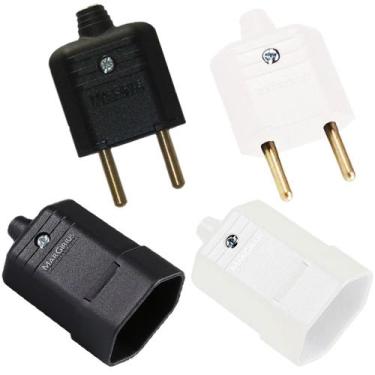 Imagem de 20 Plug Macho 2 Pinos 10a + 20 Tomadas Femea Preto Branco Margirius