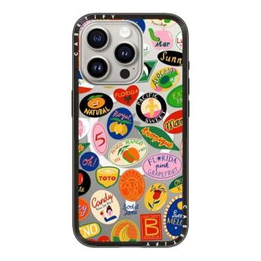 Imagem de CASETiFY Capa compacta para iPhone 15 Pro [fina e elegante/compatível com Magsafe/1,2 m. 2X proteção contra quedas de grau militar] - Adesivos de frutas - Preto transparente