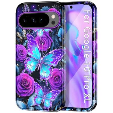 Imagem de Btscase Capa para Google Pixel 10 Pro XL (2025), padrão elegante 3 em 1, resistente, à prova de choque, de corpo inteiro, resistente, policarbonato rígido + TPU (poliuretano termoplástico), proteção