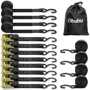 Imagem de Ratchet Tie Down Strap Ohuhu, pacote com 8 unidades, 4,5 m a 227 kg, t