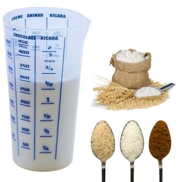 Imagem de Copo Medidor Graduado com Bico de 500 ML Dosador Liquido Gramas Plastico Transparente Dosagem Recipiente Jarra Incolor Cozinha Receita Porção Xícaras Açucar Farinha Grande Ingredientes Condimentos