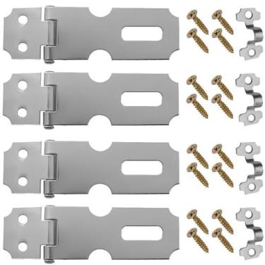 Imagem de Dobradiça Porta Cadeado Fecho Trinco Zincado 6,3Cm 04 Un - Silvana