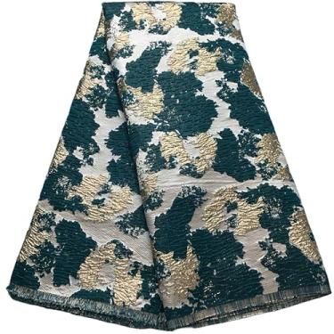 Imagem de KAJURUI Tecido de renda africana 5 metros, tecido de cetim jacquard estampado tie-dye nigeriano para vestido de casamento, traje de festa, costura diária (41884)