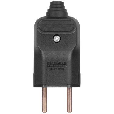 Imagem de Tomada Plug Macho Prensa Cabo 2 Pinos Finos 10A Preto