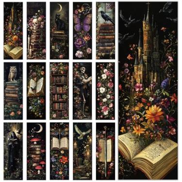 Imagem de 120 peças de marcadores de livro Dark Academia Bulk, Gótico, Floral Estético, Marcador de Livro com 15 Designs para Leitura Feminina, Romance Negro, Mercadoria, Livros, Acessórios de Leitura para