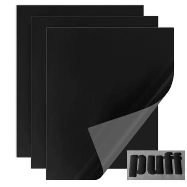 Imagem de Tvinyl Warehouse Transferência de Calor de Vinil Preto Puff, 3 Peças de Vinil Htv Preto Puff para Camiseta, Ótima Adesão e Efeito Inchado
