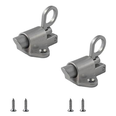 Imagem de STFRBTH 2 travas de porta de fechamento automático, trava de barril de mola de liga de alumínio com parafusos de montagem para janela, portão, segurança de armário (prata)