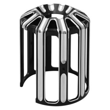 Imagem de BYYINGSUS Capa de filtro de óleo de alumínio preto/cromado para motocicleta, acabamento da tampa da grade de óleo compatível com Touring Sportster Iron Softail Dyna(A)