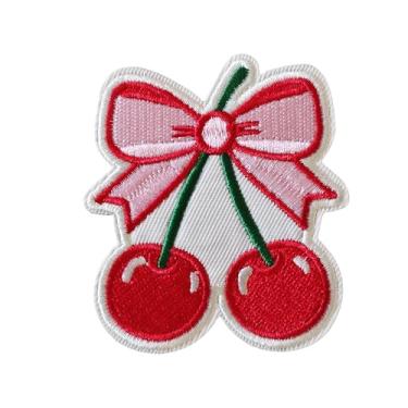 Imagem de Patch de laço vermelho cereja – gancho e laço fofo engraçado coquete bordado meme crachá para roupas, mochila, bolsa, colete molle, capacetes, academia, militar, tático, exército, presentes DIY para