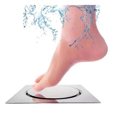 Imagem de Ralo Quadrado Inteligente Click Aço Inox 10 X 10 cm Veda Mal Cheiro - 