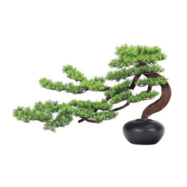 Imagem de Árvore de simulação chinesa, ornamentos de bonsai, entrada de sala de estar, arranjo de flores falsas, plantas verdes zen em vaso