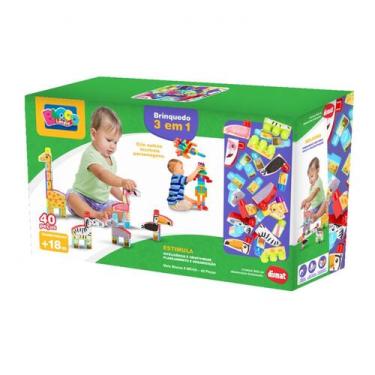 Imagem de Blocos De Montar Mais Blocos X Dismat Brinquedo Criativo Infantil