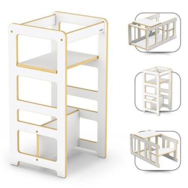 Imagem de Escada Torre de Aprendizagem Montessori 2 andares Mesinha e Cadeirão d