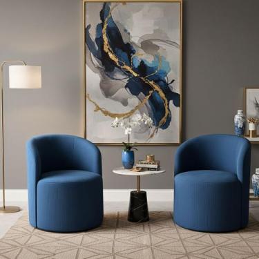 Imagem de Kit 02 Poltronas Curva Orgânica Nature Gaia Suede Azul Royal - Montana