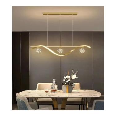 Imagem de Candeeiro de mesa de LED moderno estilo nórdico luxuoso com tira longa para sala de jantar bar lustre moderno simples, lustre moderno