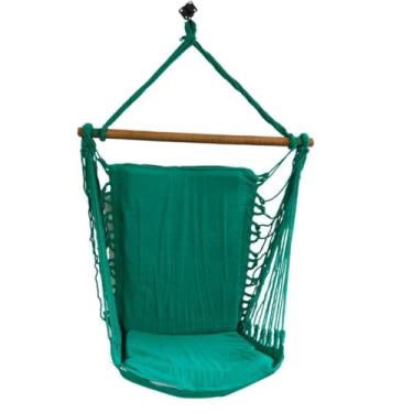 Imagem de Rede Cadeira De Balanço Suspensa Algodão Tecido Reforçado Suporta 120Kg Para Áreas De Lazer Em Casa Balanço Suspenso Combina Com Decoração Diversa(Verde)