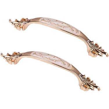 Imagem de 8SSAZZAT 2 maçanetas de porta de guarda-roupa âmbar de liga de zinco puxadores de gaveta de armário puxadores de móveis pastorais (estilo C distância do furo 96 mm)