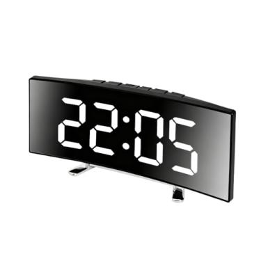Imagem de Led Relógio Digital Espelho Tela Curvada 7 Polegada De Mesa Com Temperatura Alarme Soneca Voz Ativação Usb