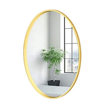 Imagem de Espelho de parede elíptico HD espelho de maquiagem moldura de ferro dourado espelho de maquiagem espelho de barbear oval nórdico espelho de molho para sala de estar decorativo