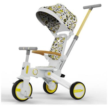 Imagem de Triciclo Infantil com Cesta, Mochila de Viagem e Bolsa para os Pais para Crianças de 1 a 5 Anos, NewtronX, Branco Emoji