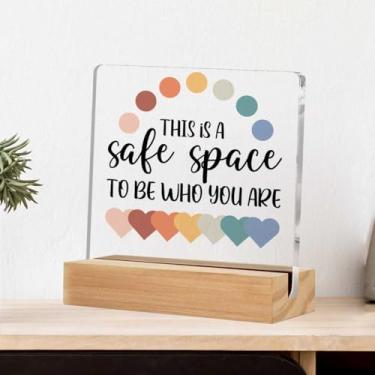 Imagem de Placa acrílica para decoração de sala de aula de escritório de terapia, placa decorativa de mesa transparente educativa com suporte, suprimentos de canto calmo, quarto, psicólogo, escritório