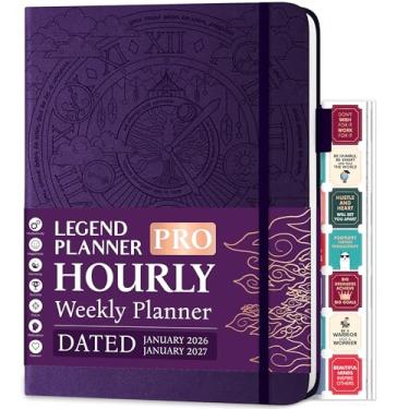 Imagem de Legend Hourly Schedule Planner PRO datado de janeiro de 2024 a janeiro de 2025 - Organizador semanal e diário de luxo com horários. Diário de agenda de compromissos para trabalho e gerenciamento de tempo, capa dura A4, roxo