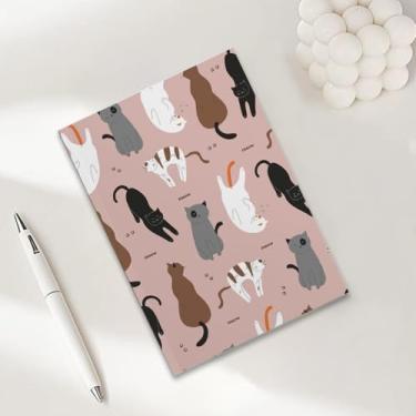 Imagem de Caderno de anotações de gato fofo para trabalho, caderno de redação A5 (21 x 14,7 cm), caderno pautado na faculdade, agenda de viagem forrada para escrever, presentes para amantes de gatos, 8