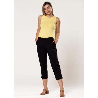 Imagem de Calça Capri Pau a Pique Básica Linho Preto