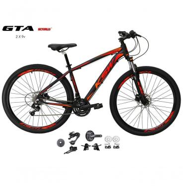 Imagem de Bicicleta Aro 29 Ksw Xlt Kit 2x9 Sunrun Freio Disco K7 11/36 Pedivela 24/38d Garfo Trava - Preto/vermelho/laranja Tam.21