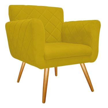 Imagem de Poltrona Atenas Pés Palito Mel Suede Amarelo Adj Decor
