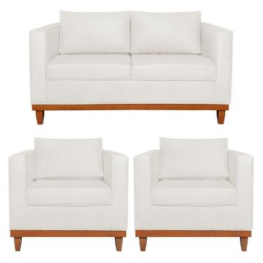 Imagem de Kit Sofa 3 Lugares E 2 Poltronas Europa 180 Cm Bouclé - Amarena Móveis Cor Cinza