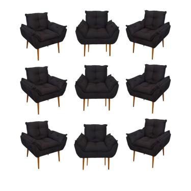 Imagem de Kit 09 Cadeiras Poltronas Opala Clinica Salão Balaqui Decor Cor:preto