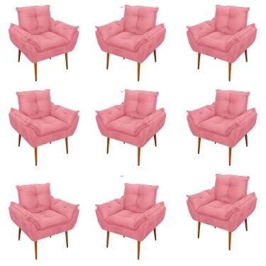 Imagem de Kit 09 Cadeiras Poltronas Opala Clinica Salão Balaqui Decor Cor:rosa