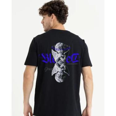 Imagem de Camisa Básica Unissex Streetwear 100% Algodão Estampa Anjo Blessed - P