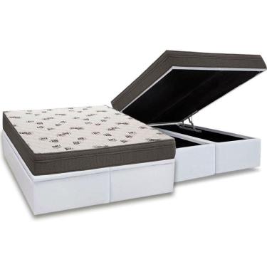 Imagem de Cama Box Baú Queen: Colchão Espuma D45 Ortobom Light + Base Crc Courano White(158X198)