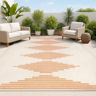 Imagem de JONATHAN Y SMB204A-3 Vinales Diamond Stripe Indoor Outdoor Farmhouse Transitional Traditional Area Tapete, Alto Tráfego, Cozinha, Sala de Estar, Quintal, Sem Quintal, 3 X 5, Bege/Terracota