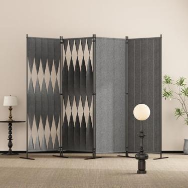 Imagem de Biombo 4 Folhas, Biombo Divisor de Ambiente de Sala, 2,40m x 1,80m, Minimalista e Elegante, Estrutura Metálica, Adequado para Salas de Estar, Quartos e Escritórios