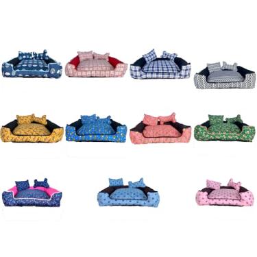 Imagem de Cama Pet Onix em Tricoline, 4 Tamanhos, Impermeável, com 2 Almofadas, Zíper Removível, 100% Algodão (Rosa Laica, Grande)