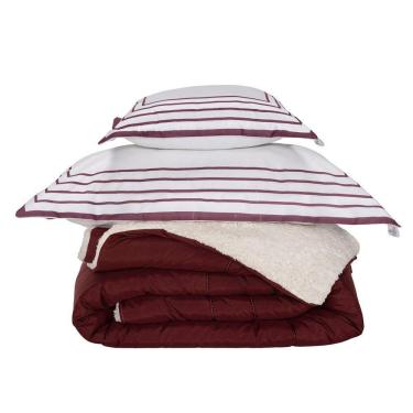 Imagem de Kit Edredom Solteiro Coberdrom Soft Hipercal/sherpa 3 Peças - Vermelho