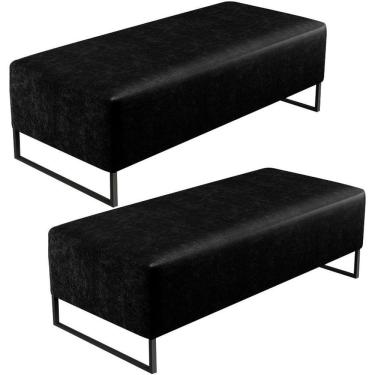 Imagem de Kit 02 Puffs Decorativo Bali W01 Base Ferro 120X50 Cm Preto