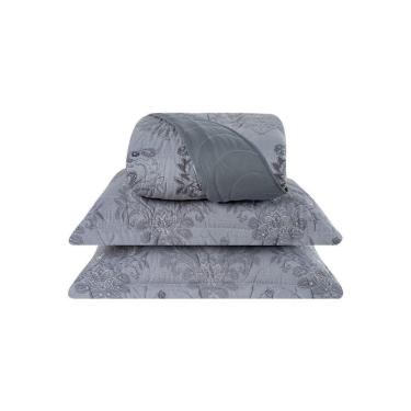 Imagem de Cobre Leito 3 Peças Queen Percal 200 Fios Colori 100% Poliéster - Arabesco Grafite