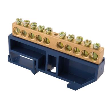 Imagem de Barramento Terra Din 10 Ligaçoes Tramontina Com Suporte Azul