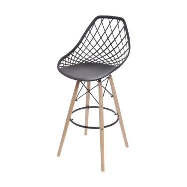 Imagem de Banqueta Boxbit Kaila Preta Base Madeira