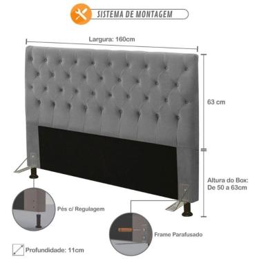 Imagem de Cabeceira Cristal 1,40 Cm Para Cama Box Casal Suede Cinza