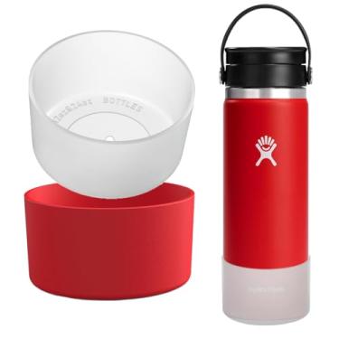 Imagem de OAWEEN 2 peças de bota de silicone para copo de viagem Hydro Flask 1,134 g 947 g capa protetora anti-arranhões para garrafa Hydroflask diâmetro inferior de 7 cm a 8,15 cm capa transparente