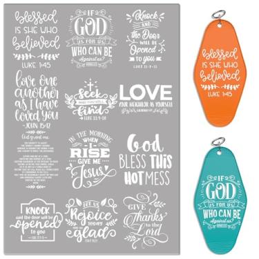 Imagem de DORSBABY Adesivos UV DTF - 24 folhas de citações cristãs adesivos de transferência a frio para chaveiros de motel. Papel de transferência impermeável, esfregar em transferências à prova d'água