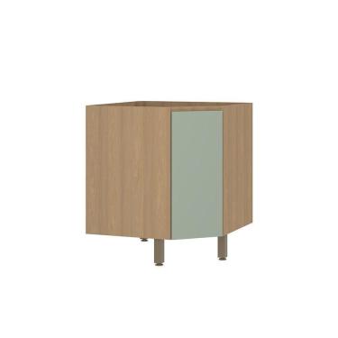 Imagem de Balcão De Cozinha Canto Diagonal 74cm 1 Porta Sem Tampo Slim Freijó/verde Jade